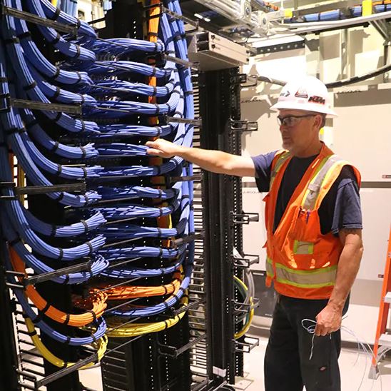 WBE Telecom Foreman Working on cabling