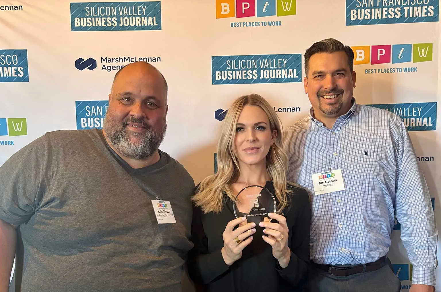 WBE representatives receiving the Best Places to Work Award 2026<br />
