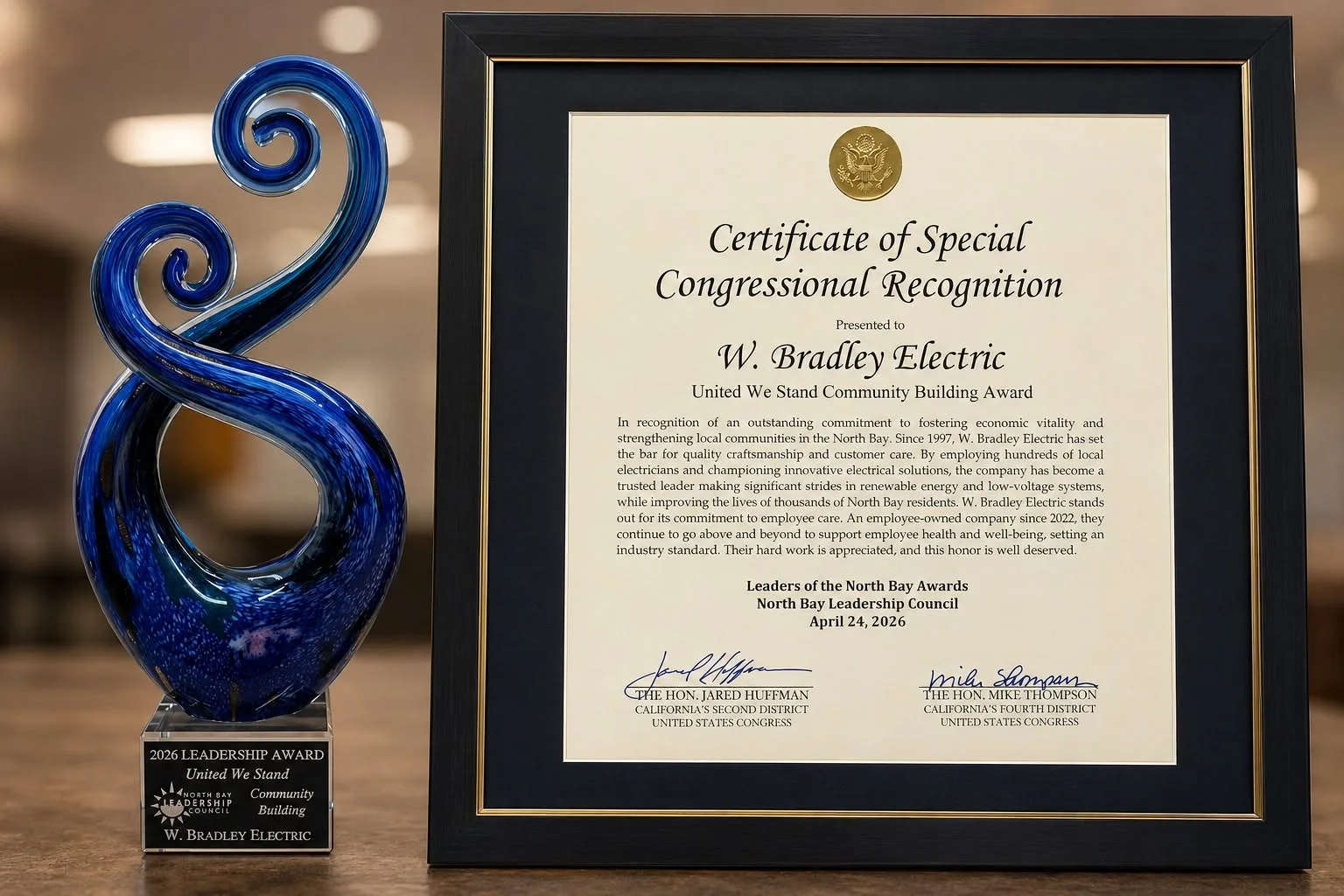 North Bay Leadership Council Nominated WBE for the United We Stand community building award
